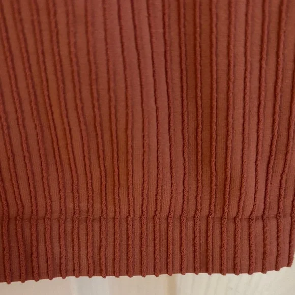 Free People Ribbed Top with Lace Sleeves in Terra Cotta - Picture 4 of 6